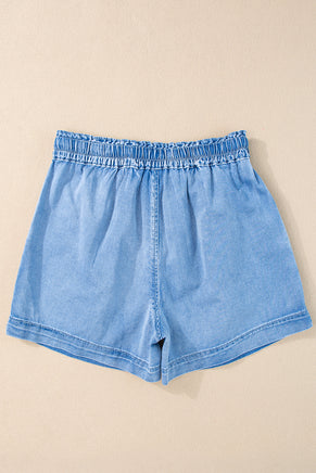 Beau Blue Casual Chambray Drawstring Shorts - ElectronX Plus