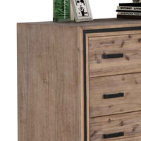 Tallboy with 5 Storage Drawers Solid Acacia Wooden Frame in Silver Brush Colour - ElectronX Plus