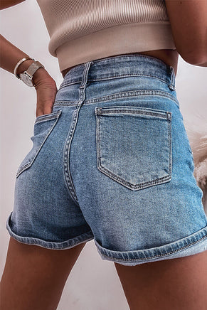 Ashleigh Blue Rhinestone Embellished Denim Shorts - ElectronX Plus