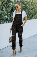 Black Distressed Bib Denim Overalls - ElectronX Plus