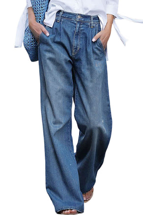 Blue Slouchy Wide Leg Jeans - ElectronX Plus