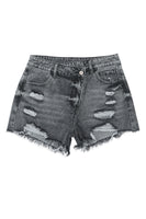 Black High Rise Crossover Waist Denim Shorts - ElectronX Plus