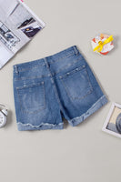 Casual Floral Patchwork Rolled Hem Denim Shorts - ElectronX Plus