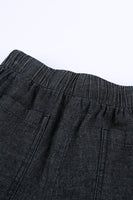 Black Casual Pocketed Frayed Denim Shorts - ElectronX Plus