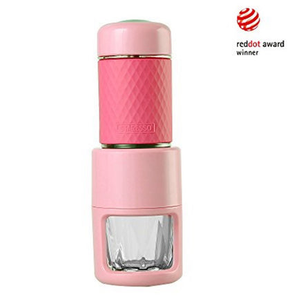 STARESSO Coffee Maker Red Dot Award Winner Portable Espresso Cappuccino Quick Cold Brew Manual Coffee Maker Machines All in One - Pink - ElectronX Plus