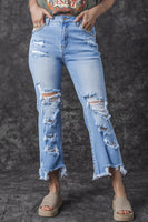 Sky Blue Heavy Destroyed High Waist Jeans - ElectronX Plus