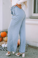 Sky Blue High Waist Pocketed Wide Leg Tencel Jeans - ElectronX Plus