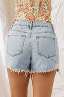 Sky Blue Distressed Light Wash Denim Shorts - ElectronX Plus