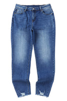 Blue Raw Hem Ankle-length Skinny Jeans - ElectronX Plus