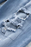 Sky Blue Buttoned Pockets Distressed Jeans - ElectronX Plus