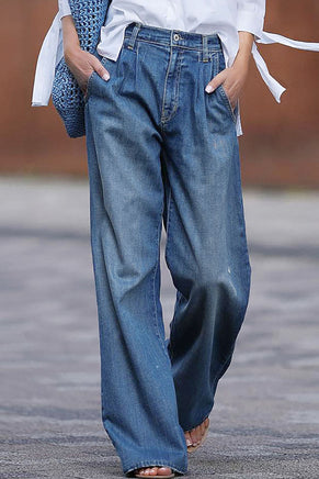 Blue Slouchy Wide Leg Jeans - ElectronX Plus