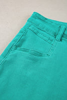 Turquoise Frayed Edge Mid Rise Denim Shorts - ElectronX Plus