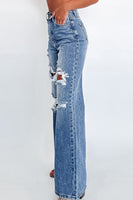 Ashleigh Blue Acid Wash Distressed Wide Leg High Waist Jeans - ElectronX Plus