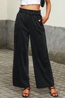 Black High Waist Pocketed Wide Leg Tencel Jeans - ElectronX Plus