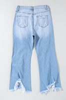 Sky Blue Heavy Destroyed High Waist Jeans - ElectronX Plus