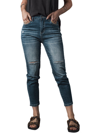 Blue Distressed Ripped Skinny Jeans - ElectronX Plus