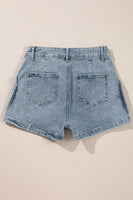 Dusk Blue Studded Acid Wash Jean Shorts - ElectronX Plus