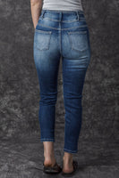 Blue Vintage Washed Two-button High Waist Skinny Jeans - ElectronX Plus