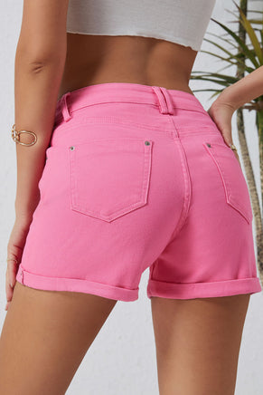 Pink Ashlee High Waisted Denim Shorts - ElectronX Plus