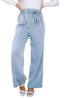 Sky Blue High Waist Pocketed Wide Leg Tencel Jeans - ElectronX Plus