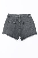 Black High Rise Crossover Waist Denim Shorts - ElectronX Plus