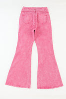 Pink Flare Leg High Waist Front Knot Casual Jeans - ElectronX Plus