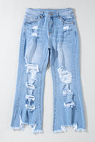 Sky Blue Heavy Destroyed High Waist Jeans - ElectronX Plus