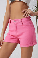 Pink Ashlee High Waisted Denim Shorts - ElectronX Plus