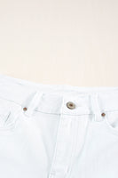 White Distressed Frayed Denim Shorts - ElectronX Plus