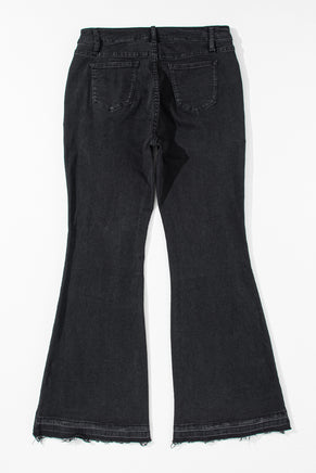 Black High Waist Button Front Flare Jeans - ElectronX Plus