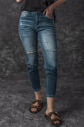 Blue Distressed Ripped Skinny Jeans - ElectronX Plus