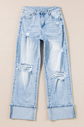 Beau Blue Light Wash Distressed Flare Jeans - ElectronX Plus