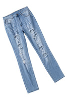 Sky Blue Buttoned Pockets Distressed Jeans - ElectronX Plus