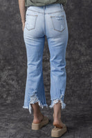 Sky Blue Heavy Destroyed High Waist Jeans - ElectronX Plus