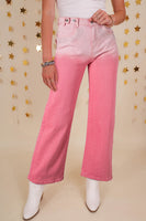 Pink Scattering Rhinestone Gradient Denim Pants - ElectronX Plus