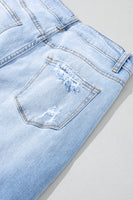 Sky Blue Heavy Destroyed High Waist Jeans - ElectronX Plus