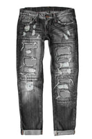 Gray Buttoned Pockets Distressed Jeans - ElectronX Plus