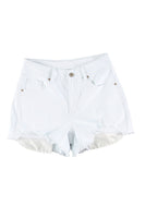 White Distressed Frayed Denim Shorts - ElectronX Plus