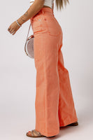 Orange Acid Wash High Waist Wide Leg Jeans - ElectronX Plus