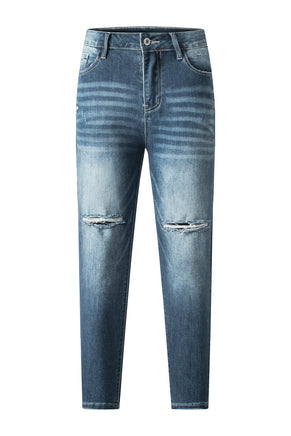 Blue Distressed Ripped Skinny Jeans - ElectronX Plus