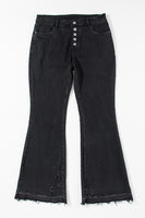 Black High Waist Button Front Flare Jeans - ElectronX Plus