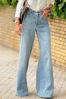 Dusk Blue Acid Wash Extra Wide Leg High Waist Long Jeans - ElectronX Plus