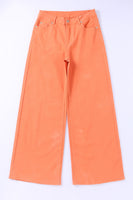 Orange Acid Wash High Waist Wide Leg Jeans - ElectronX Plus