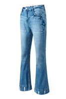 Sky Blue Slight Distressed Medium Wash Flare Jeans - ElectronX Plus