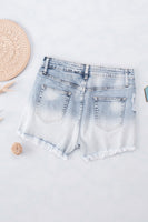 Sky Blue Bleached Wash Distressed Denim Shorts - ElectronX Plus