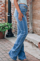 Dusk Blue Pearl Boot Cut Denim Jeans - ElectronX Plus