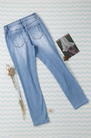 Sky Blue Buttoned Pockets Distressed Jeans - ElectronX Plus