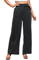 Black High Waist Pocketed Wide Leg Tencel Jeans - ElectronX Plus