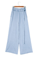 Sky Blue High Waist Pocketed Wide Leg Tencel Jeans - ElectronX Plus