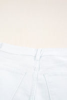 White Distressed Frayed Denim Shorts - ElectronX Plus